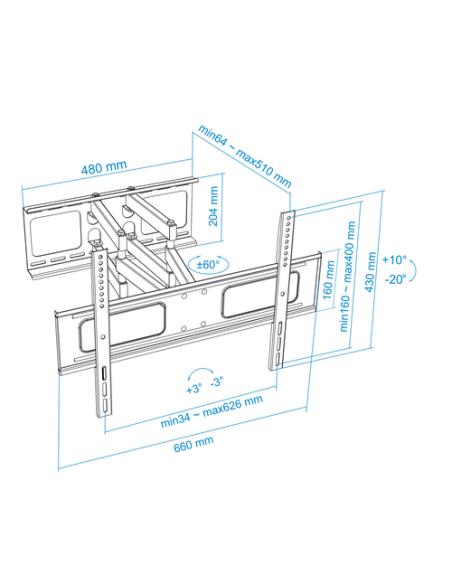 TooQ SOPORTE GIRATORIO E INCLINABLE PARA MONITOR / TV LCD, PLASMA DE 37-70, NEGRO