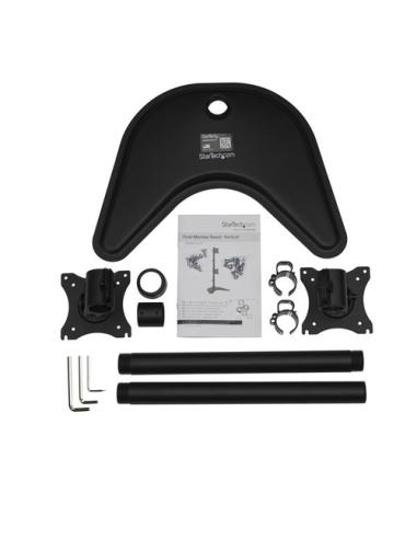 StarTech.com Soporte Vertical de Acero de Servicio Pesado para dos Monitores - Base Ajustable VESA para Pantallas de hasta 27 Pu