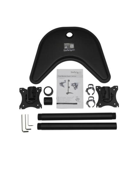 StarTech.com Soporte Vertical de Acero de Servicio Pesado para dos Monitores - Base Ajustable VESA para Pantallas de hasta 27 Pu