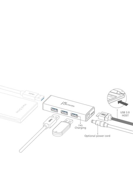 j5create JUH340-N Mini HUB USB 3.0 de 4 puertos - UE/RU