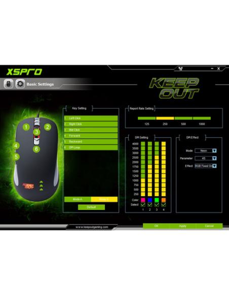 KeepOut X5Pro ratón Juego Ambidextro USB tipo A Óptico 4000 DPI
