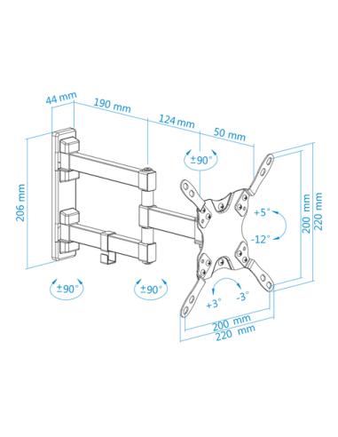 TooQ LP2142TNL-B soporte para TV 106,7 cm (42") Negro