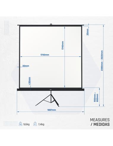 iggual Pantalla Mural 180x180cm con Trípode