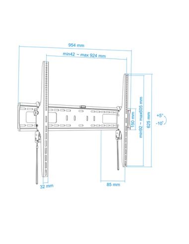 TooQ Soporte de Pared Inclinable para Monitor / TV LCD, Plasma de 60-100, Negro