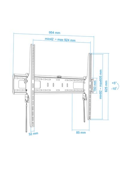 TooQ Soporte de Pared Inclinable para Monitor / TV LCD, Plasma de 60-100, Negro