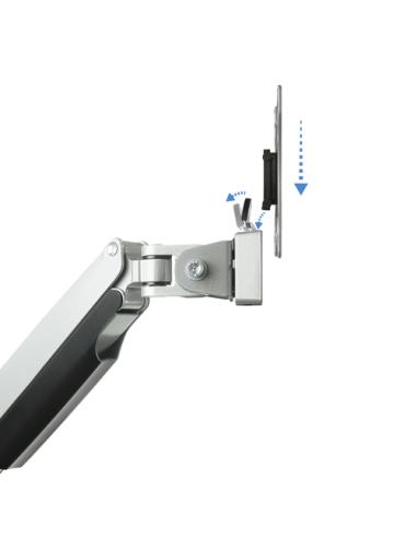 TooQ Soporte de Mesa Giratorio e Inclinable para 2 Pantallas (Monitor / TV Plasma / LCD / LED) 13” – 32”, de Dos Brazos, Plata