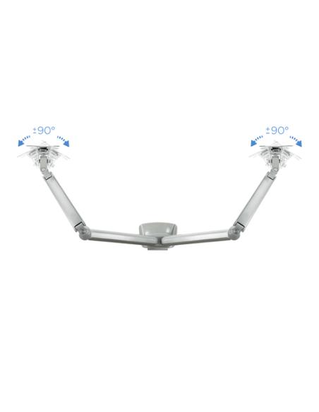 TooQ Soporte de Mesa Giratorio e Inclinable para 2 Pantallas (Monitor / TV Plasma / LCD / LED) 13” – 32”, de Dos Brazos, Plata