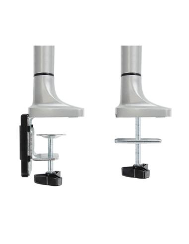 TooQ Soporte de Mesa Giratorio e Inclinable para 2 Pantallas (Monitor / TV Plasma / LCD / LED) 13” – 32”, de Dos Brazos, Plata