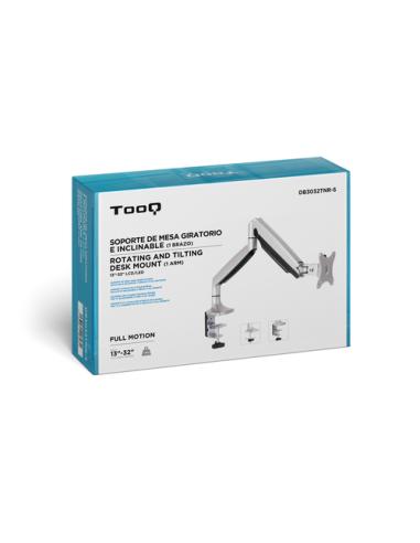 TooQ Soporte de Mesa Giratorio e Inclinable para Pantalla (Monitor / TV Plasma / LCD / LED) 13” – 32”, de Un Brazo, Plata