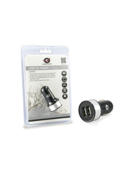 Conceptronic CUSBCAR2A cargador de dispositivo móvil Tableta Plata Encendedor de cigarrillos Auto