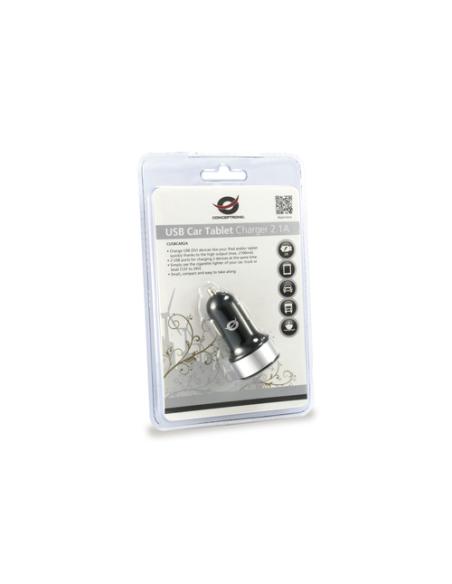 Conceptronic CUSBCAR2A cargador de dispositivo móvil Tableta Plata Encendedor de cigarrillos Auto