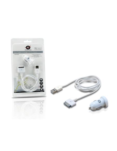 Conceptronic CUSBCAR2ASET cargador de dispositivo móvil MP3, MP4, Smartphone, Tableta Blanco Encendedor de cigarrillos Auto