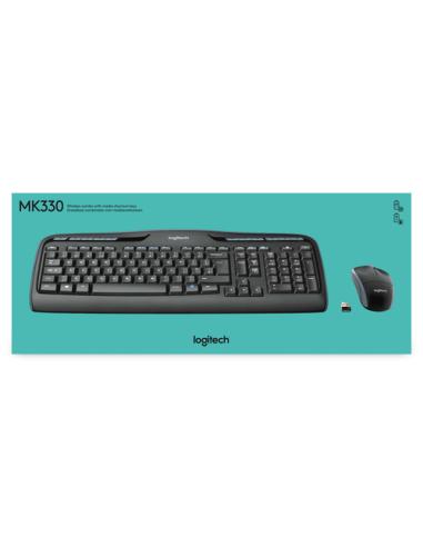 Logitech Wireless Combo MK330 teclado Ratón incluido Oficina USB QWERTY Internacional de EE.UU. Negro