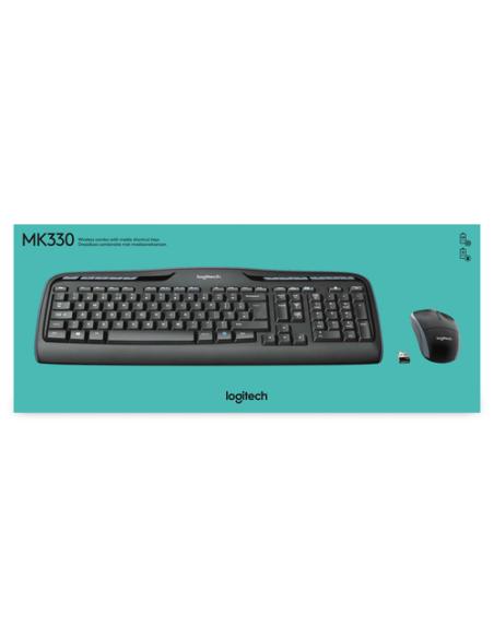Logitech Wireless Combo MK330 teclado Ratón incluido Oficina USB QWERTY Internacional de EE.UU. Negro