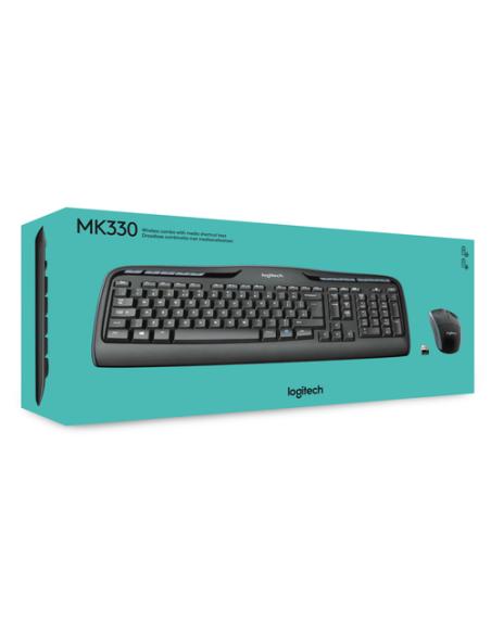 Logitech Wireless Combo MK330 teclado Ratón incluido Oficina USB QWERTY Internacional de EE.UU. Negro