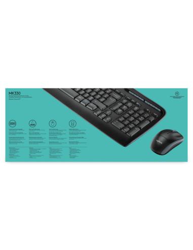 Logitech Wireless Combo MK330 teclado Ratón incluido Oficina USB QWERTY Internacional de EE.UU. Negro
