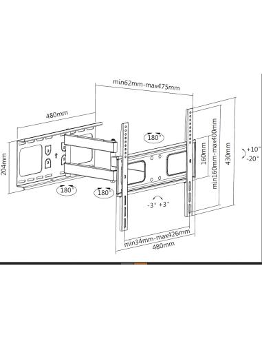 Equip 650315 Soporte de pared articulado para TV de 32"-55