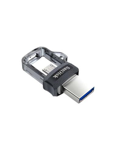 SanDisk Ultra Dual m3.0 unidad flash USB 64 GB USB Type-A / Micro-USB 3.2 Gen 1 (3.1 Gen 1) Negro, Plata, Transparente