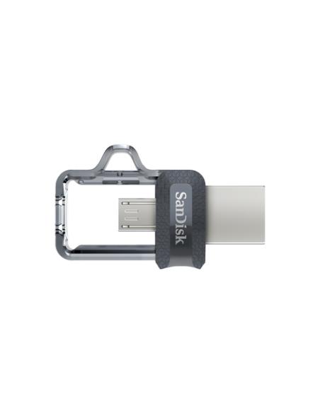 SanDisk Ultra Dual m3.0 unidad flash USB 256 GB USB Type-A / Micro-USB 3.2 Gen 1 (3.1 Gen 1) Negro, Plata, Transparente