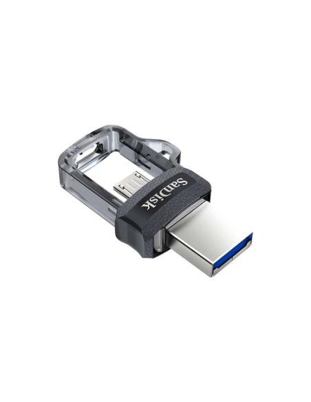 SanDisk Ultra Dual m3.0 unidad flash USB 256 GB USB Type-A / Micro-USB 3.2 Gen 1 (3.1 Gen 1) Negro, Plata, Transparente