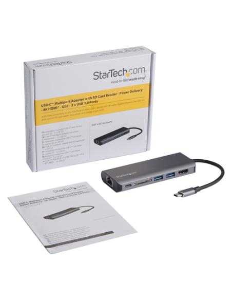 StarTech.com Docking Station para Ordenadores Portátiles USB-C - Replicador de Puertos USB Tipo C HDMI Red Ethernet Lector SD - 