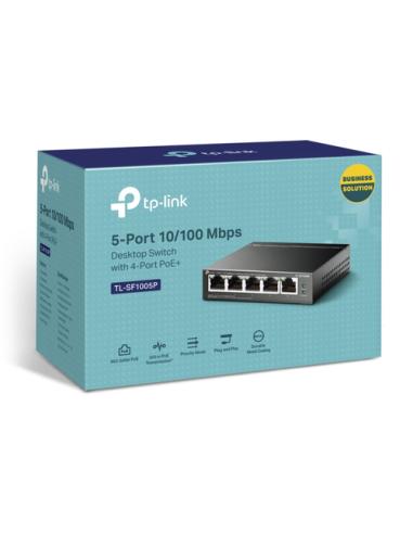 TP-Link TL-SF1005P No administrado Fast Ethernet (10/100) Energía sobre Ethernet (PoE) Negro