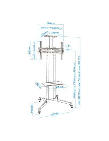 TooQ FS1470M-B soporte para pantalla de señalización 177,8 cm (70") Negro