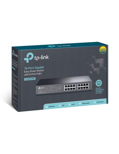 TP-Link TL-SG1016PE Gestionado L2 Gigabit Ethernet (10/100/1000) Energía sobre Ethernet (PoE) 1U Negro