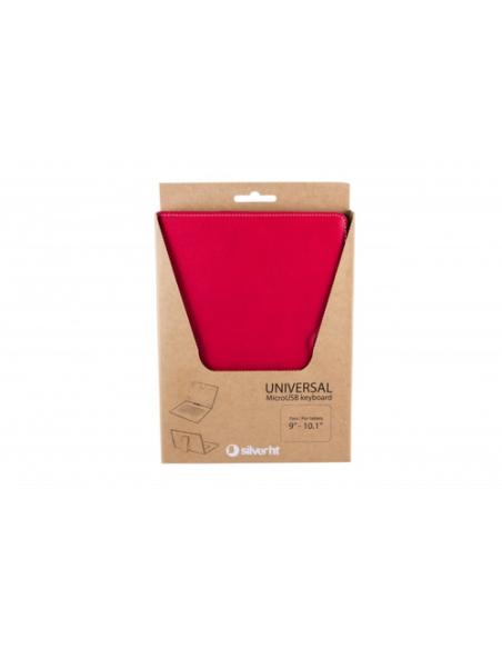 SilverHT Funda con teclado para tablets de 9 a 10'1 pulgadas Rojo y Blanco