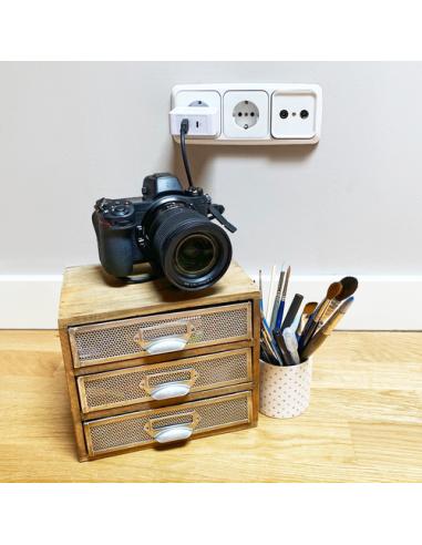 TooQ Cargador de Pared doble puerto USB-C PD + USB A QC3.0, 48W