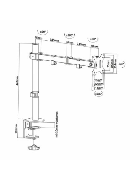 AISENS DT32TSR-039 soporte para monitor 81,3 cm (32") Escritorio Negro