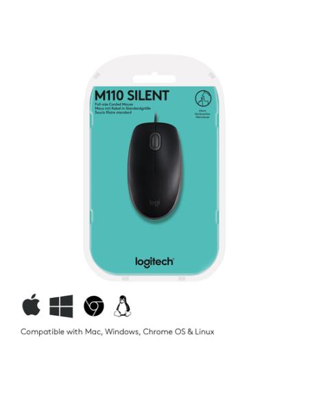Logitech B110 Silent ratón Oficina Ambidextro USB tipo A Óptico 1000 DPI