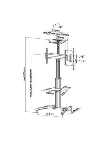 AISENS FT70TRE-037 soporte para pantalla de señalización 177,8 cm (70") Negro, Plata