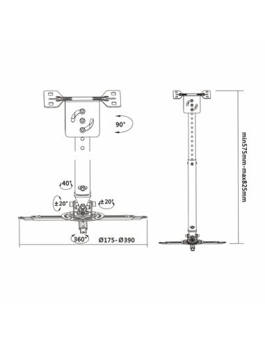 AISENS CP02TSRE-051 montaje para projector Techo Negro