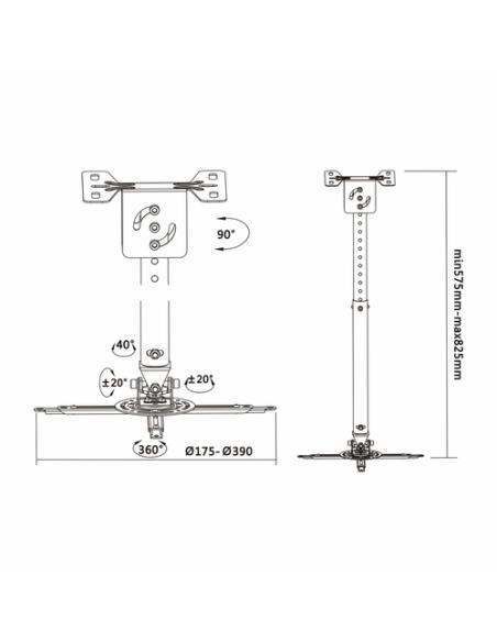 AISENS CP02TSRE-051 montaje para projector Techo Negro
