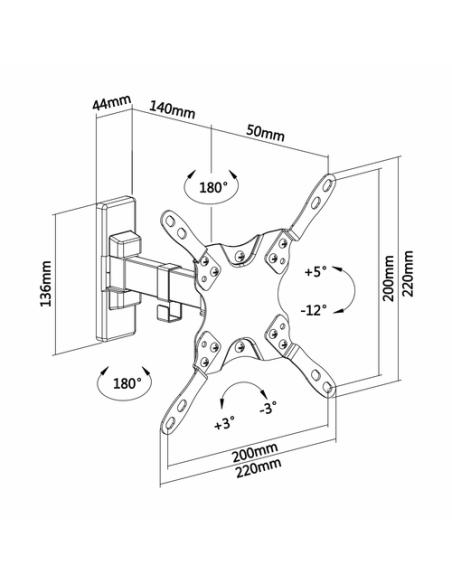 AISENS WT42TSLE-009 soporte para TV 106,7 cm (42") Negro