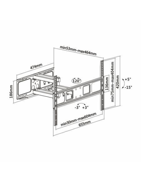 AISENS WT70TSLE-023 soporte para TV 177,8 cm (70") Negro