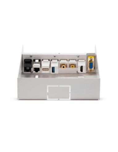 Nanocable Caja de conexiones multimedia de pared VGA+HDMI+JACK3.5+RCA+2xUSB+2xRJ45, Blanco