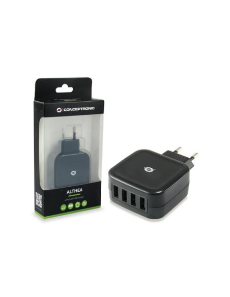 Conceptronic ALTHEA04B cargador de dispositivo móvil Universal Negro Corriente alterna Interior