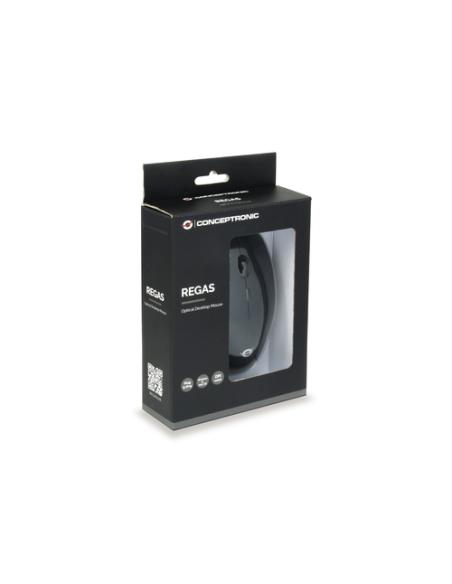 Conceptronic REGAS01B ratón Oficina Ambidextro USB tipo A Óptico 1200 DPI