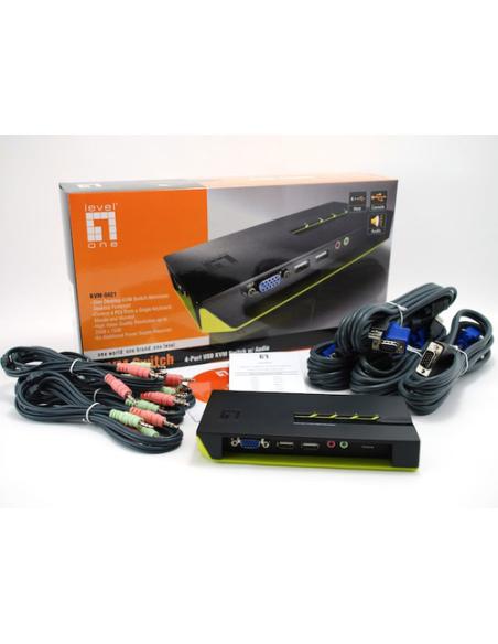 LevelOne Switch KVM de 4 puertos USB con Audio
