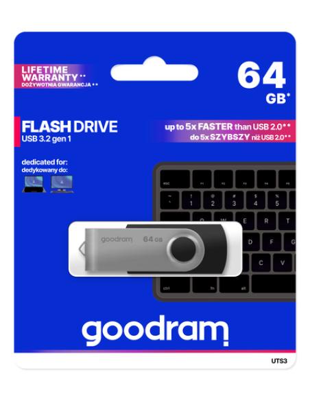 Goodram UTS3 unidad flash USB 64 GB USB tipo A 3.2 Gen 1 (3.1 Gen 1) Negro
