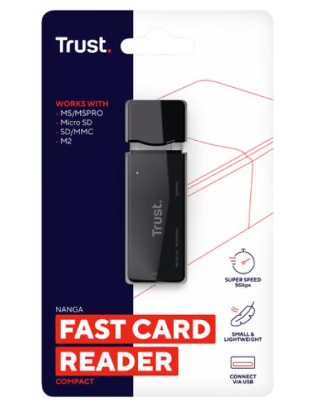 Trust NANGA lector de tarjeta USB 3.2 Gen 1 (3.1 Gen 1) Type-A Negro