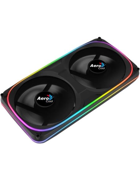 Aerocool ASTRO24 Doble Ventilador PC 12cm ARGB LED Soporte Antivibración Negro