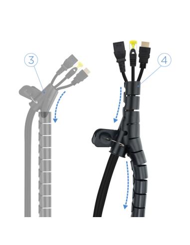 Nanocable Organizador de cables flexible 25 mm 1.0m, negro