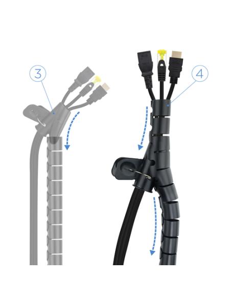 Nanocable Organizador de cables flexible 25 mm 1.0m, negro