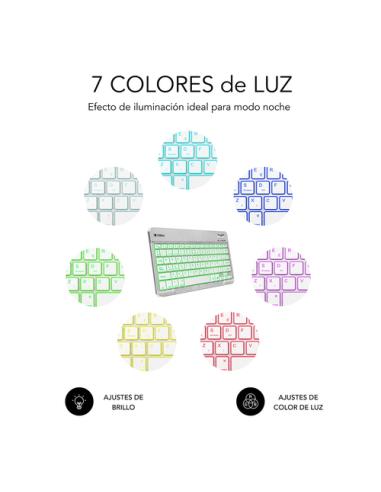 SUBBLIM Teclado Retroiluminado Bluetooth Smart Backlit BT Keyboard Silver