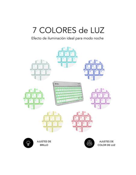 SUBBLIM Teclado Retroiluminado Bluetooth Smart Backlit BT Keyboard Silver