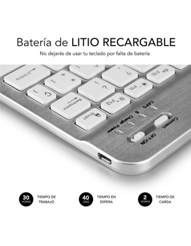 SUBBLIM Teclado Retroiluminado Bluetooth Smart Backlit BT Keyboard Silver