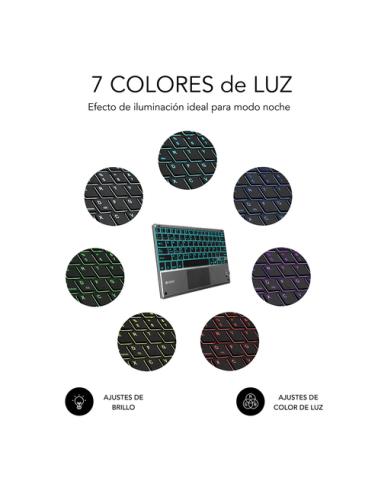 SUBBLIM Teclado Bluetooth Smart Backlit BT Keyboard Touchpad Grey